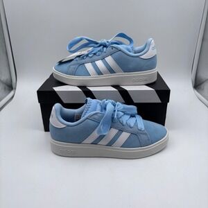 Adidas Grand Court Base 00s Kids Shoes Light Blue White Casual Sneaker Size 5 US
